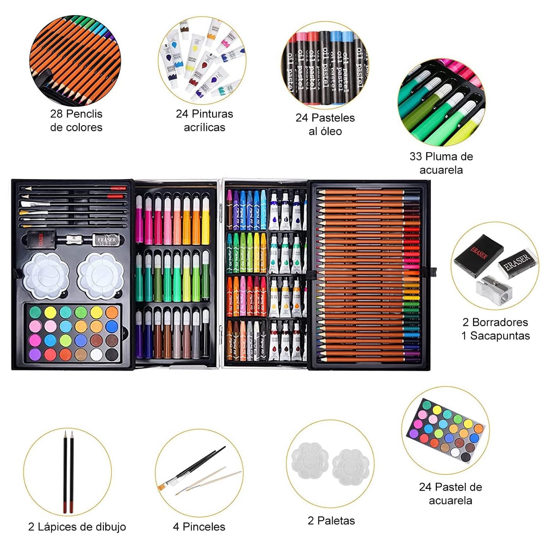 Miniatura 2 de Maletin Kit De Arte Pintura X 145 Piezas